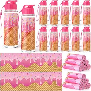 Reallnaive 24 Pack Baseball Ice Cream Drip Party Favor Bulk 12 Pcs 17 oz Plastic Ice Cream Drip Water Bottles Bulk 12 Pcs 40"x12" Baseball Cooling Towels for Sport Team Gift Stuff Party Favors