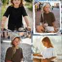 Oakgarden Girls Crop Tops Kids Short Sleeve Shirts Teen Girls Oversized Summer Cute Athletic Workout Basic Tees Size 5-14 Y