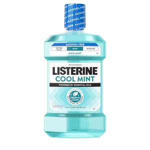 Listerine Cool Mint Mild Mouthwash, Oral Rinse Kills 99.9% of Germs That Cause Bad Breath, Less Intense Taste, Mild Mint Flavor, 1.5 L