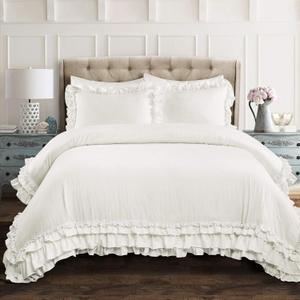 Lush Decor Ella Shabby-Chic Ruffle Lace 3-Piece King Comforter Set (White)