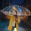 LED transparent luminous umbrella with flashlight creates dreamy atmosphere for you,light up umbrella is suitable for birthday, wedding and Christmas party (Multicolored light), 41 inches diameter, 32.5 inches length