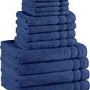 Comfort Spaces Luxury Bath Towel Set - 12 Piece, 4 Large, 4 Hand, 4 Washcloth - 100% Cotton, Quick Dry, Soft, Indigo Navy Blue