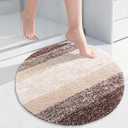 Arotive Microfiber Bathroom Rugs, Shaggy Soft and Absorbent Bath Rug, Non-Slip, Thick Plush Machine Washable Dry Bath Mats for Bathroom, Tub and Shower, 24x24, Brown, Round