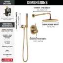 Delta Modern 14 Series Round Rain Shower System Faucet Set, Rainfall Brushed Gold Shower Head and Handle Set, Valve Trim Kit, 10 Inch, Champagne Bronze 342702-CZ, Pattern Name: With Rough
