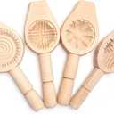 4 Pack - Wooden Cookie Mold for Baking Carved Mould Press Mooncake Mold Baking Moon Pastry Maamoul Mold Cake Mold for Enjoyable Time