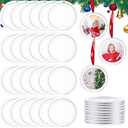 36 Pcs Christmas Clear Hanging Photo Frame Acrylic Picture Frames Ornament Mini Frames with Ribbon Xmas Picture Frame for Christmas Trees Decoration (36, Round)