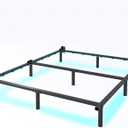 QEROMY Full Bed Frame for Box Spring, 7 Inch Metal Bed Frame with LED Lights, 9-Legs Support Bed Base, Tool-Free Easy Assembly