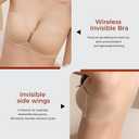 Strapless Bandeau Bras for Women Push Up Sticky Bra with Non-Slip Tube Top Seamless Invisible Bralette (Black)