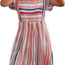 Womens Summer Striped Short Sleeve T-Shirt Dresses Casual Crew Neck Mini Dress Flowy Beach Sundress (XXL)