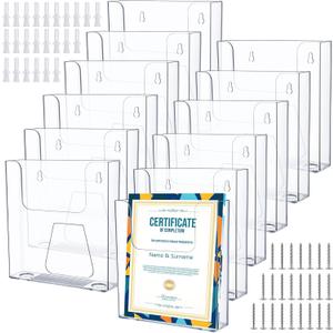Wonderjune 12 Pack Brochure Holder Wall Mount 6 x 9 Inches Acrylic Literature Brochure Holder Clear Flyer Wall Display Stand for Pamphlet Magazine Booklets Mail Paper Document Post