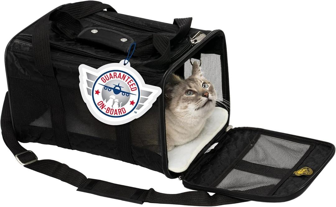 Sherpa Original Deluxe Travel Pet Carrier, Airline Approved - Black Lattice, Medium (17.0"L x 11.0"W x 10.5"H)