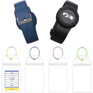 2-Pack Princess Cruise Medallion Holder Accessories & 4-Pack Waterproof Cruise Luggage Tag - Zip Seal Pouch for Carnival Ocean Medallion (2023, 2024, 2025) with 4 Colors Steel Loops, Black/Blue