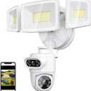 Onforu Dual Lens Security Camera Floodlight Outdoor, 4MP Smart Flood Light Surveillance Camera Wired, 360View Auto Tracking, 5500LM Motion Detection Flood Lighting Dual Cam, Night Vision, 2-Way Audio (White)