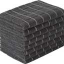 Microfiber Dish Towels - Soft, Super Absorbent and Lint Free Kitchen Towels - 8 Pack (Lattice Designed Black Colors) - 26 x 18 Inch