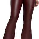 WDIRARA Women's Faux Leather Flare Pants Stretchy Skinny Leggings Bootcut Pants, Large