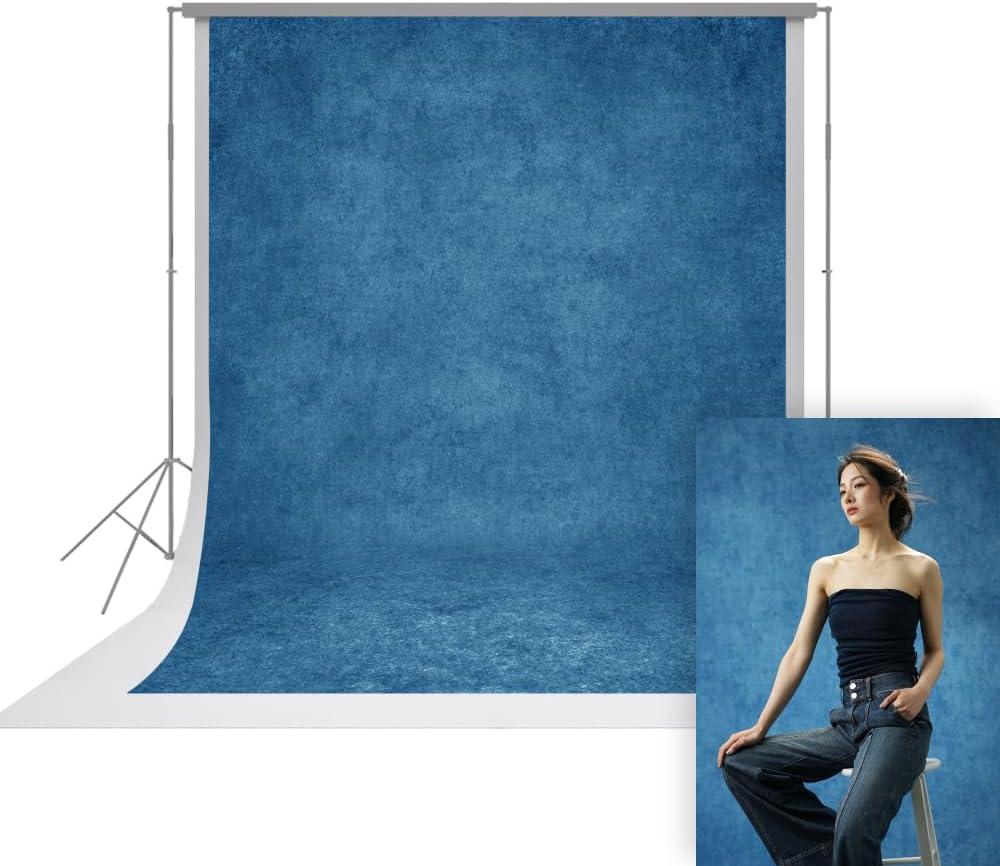 UrcTepics 10 ×10 ft Abstract Blue Fabric Photo Backdrops, Abstract Texture Backdrop for Headshots and Portraits, Photography Background for Studio and Vedio.