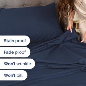 Comforter Set Twin Size 3 Pieces Navy Blue Fitted Sheet Normal Sheet,Pillowcase