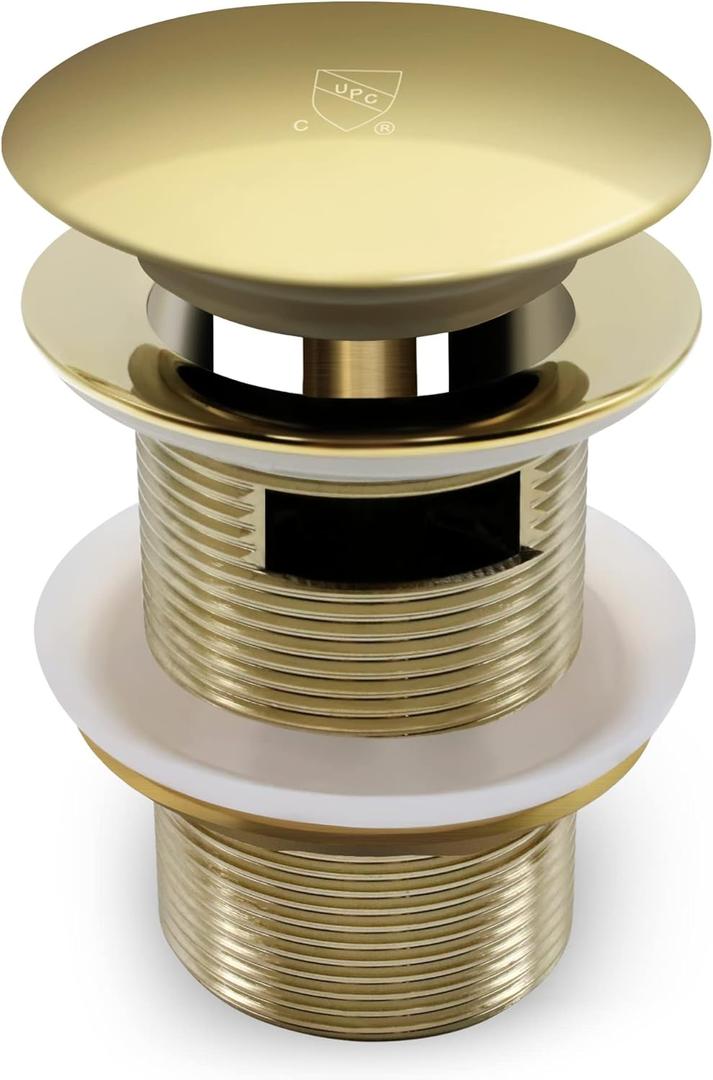 FerdY Pop-up Drain for Freestanding Bathtub, Polished Gold Finish, cUPC Certification, Freestanding Bathtub Drain Stopper