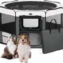 DONORO Dog Playpen Portable Pet Play Pens for Small Dog/Cat/Rabbit/Chicks, Cat Playpen Indoor/Outdoor with Carring Case, Removable Zipper Top and Bottom (Gray, Large (46"x46"x23"), 8)
