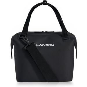 Lansru Mini Soft Cooler Bag | TPU Insulated Bag for Lunch Box | 24-Hour Cooling Outdoors Camping Bag | Waterproof Portable | 10-Can 5 Liters (Black)