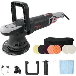 ZKH Buffer Polisher, 6 Inch Car Buffers and Polishers Kit, 21mm Orbit Dual Action Polisher with 1000W Powerful Motor, 4800OPM Buffer Polisher for Car Detailing and Waxing