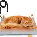 Azuza Pet Heating Pad for Dogs and Cats, 6 Adjustable Temperature with Timer, Waterproof and Chew-Resistant Cord, Comfortable Fabric Dog Heating Mat, Auto Power-Off(18"x18")