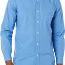 Amazon Essentials Men's Long-Sleeve Slim-Fit Stretch Poplin Shirt (Brown, XS)