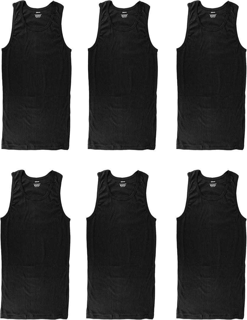 Gelante 6 Packs 100% Cotton Athletic Men's Basic Tank Top (3X-Large, Black)