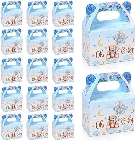 36 Pieces Bear Baby Shower Boxes Favor Treat Boxes Cute Paper Candy Cookies Decorations for Baby Shower Supplies Gender Reveal Bear Themed Birthday Party Decor(Blue)