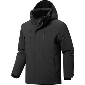 FREE SOLDIER Men's Waterproof Ski Snow Jacket Warm Winter Coat Snowboarding Raincoat Hooded Fully Taped Seams (Large, Black)