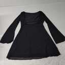 MakeMeChic Women's Cheetah Print Mini Dress Y2k Bell Sleeve Leopard Print Dress Going Out Outfits, Small