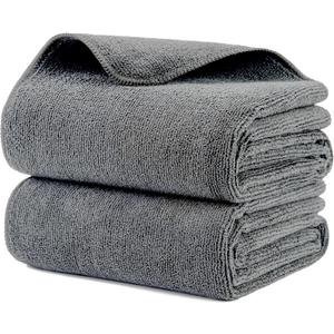 New Microfiber Hair Drying Salon Towels, Quick Dry, Lint Free, 2 Pack (Gray)