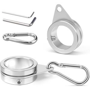 Loretoy 2 Pack Aluminum Alloy Flag Pole Rings, 360 Degree Rotating Flagpole Flag Mounting Rings Spinning Flag Pole Kit with Carabiner for 0.75-1.00 Inch Diameter Flagpole ( 1 inch, Silver), Missing Piece