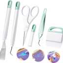 Ecraft Vinyl Weeding Tool Set: Vinyl Weeding Craft Basic kit 5 Pieces Including Tweezers & Spatula & Weeders & Scraper & Scissor for cricut/Silhouettes/Cameos/Weeding Vinyl/Splicing