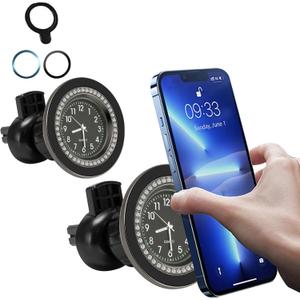 Clock-Style Magnetic Car Phone Holder: 360 Rotating Clip-On Phone Mount with Strong Magnet, Dashboard or Air Vent Mount, Compatible with iPhone 16 Pro Max 15 14 13 12 Android(Clip Style)
