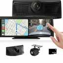 Portable Wireless Carplay Screen for Car with Dash Cam & 1080P Backup Camera, 8.1" Touch Screen Car Stereo with Apple Carplay & Android Auto, BT/FM/AUX/GPS Nav/Mirror Link/Voice Control