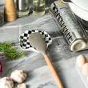 Spoon Rest for Stove Top, 5.3in Checkered Spoon Holder Utensil Rest, Ceramic Spoon Rests for Coffee Bar, Kitchen Gadget Cooking Gift for Housewarming (Black & White Pattern)