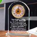 Ornalrist 50th Birthday Gifts for Men Women Glass Keepsake with Clock Ornament