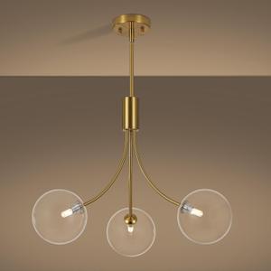 3-Light Modern Kitchen Chandelier,Gold Island Lights with Clear Glass Shade,Perfect Dining Room Lights for Kitchen Island, Living Room,Bedroom,Or Foyer Entryway,25.2 Inch,G9 Bulb