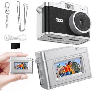 Mini Keychain Camera,Retro 1080P Pocket Camera 32GB Card Ultra-Portable Tiny Video Recorder 6 Filters Small Vintage Bag Charm Travel Study Camping Party Snap Collectible Gift Kids Teens Adult Beginner