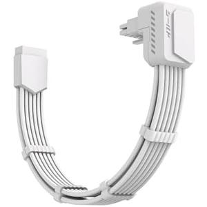 EZDIY-FAB Shield PCIE 5.1 GPU Extension Cable with 90 Degree 12V-2x6 Angle Adapter,16pin (12+4) 12VHPWR PCIe 5.1 PSU Cable Extension for RTX 40/50 Series with Combs-Reverse Type-White