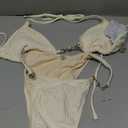 ZAFUL Bikini Sets for Women Halter Two Piece Swimsuits Sexy Triangle Bikinis Textured Cheeky Bathing Suit (Beige, M)