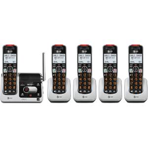 AT&T BL1025 DECT 6.0, 5-Handset Cordless Phone for Home with Answering Machine, Call Blocking, Caller ID Announcer, Audio Assist, Intercom, and Unsurpassed Range, Silver/Black