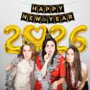 New Years Eve Party Supplies 2026 - 40PCS Happy New Years Decorations for 12 Guests Includes Banner,Gold 2026 Balloon,Hats,Tiaras and Squawkers for Nye 2026 Celebrations