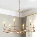 FookChak Gold Chandelier 6-Light Dining Room Chandelier Kitchen Chandeliers Over Table Round Living Room Chandelier Light Fixture for Bedroom, Kitchen, Foyer, Size: 28in