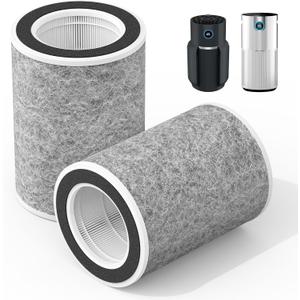 HP201 Replacement Filter Compatible with Shark HP200 HP300 Series HP201 HP202 HP302 HC501 HC502 Air Purifi-er MAX, 3-in-1 H13 True HEPA Filter, Part # HE2FKBAS, HE2FKBASMB, 2 Pack