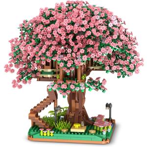 Cherry Bonsai Tree Building Sets, Original Scene Music Building Kit 2138 Pcs,Type :Symphony. Sakura House Building Set, Cherry Tree Building Set, Sakura Set. (Orange)