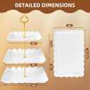 10 Pack Dessert Table Display Set - 4 x Three-Tier Square Cupcake Stands and 6 x Serving Trays, Elegant Tableware for Cakes, Cupcakes, Pastries, and Snacks, Perfect for Parties (White)