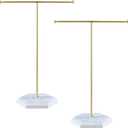 QWORK Jewelry Stand Display Necklace Holder with Electroplated Metal & White Marble Plywood Base - 2 Pack Durable & Stylish Organizer for Stores and Home Use