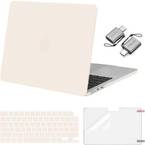 MOSISO Compatible with MacBook Air 13 inch Case M5 2026 M4 2025 M3 M2 2024-2022 A3449 A3240 A3113 A2681, Hard Shell&Keyboard Cover&Screen Film&Type C for MacBook Air 13.6 inch Case, Beige